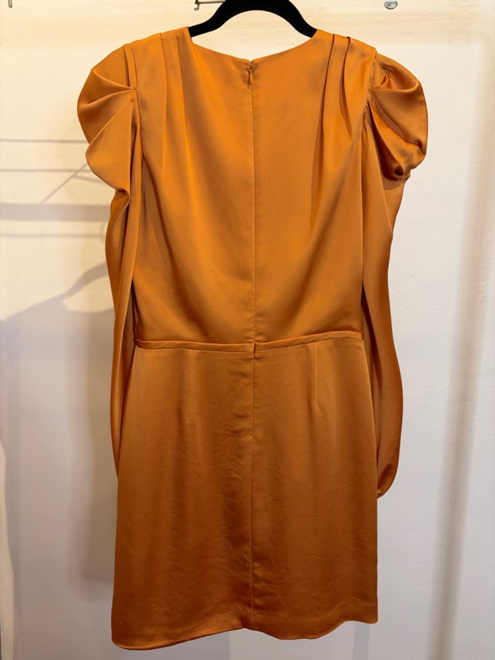 Jonathan Simkhai Draped V-Neck Mini Dress in Burnt Orange - Picture 2 of 4